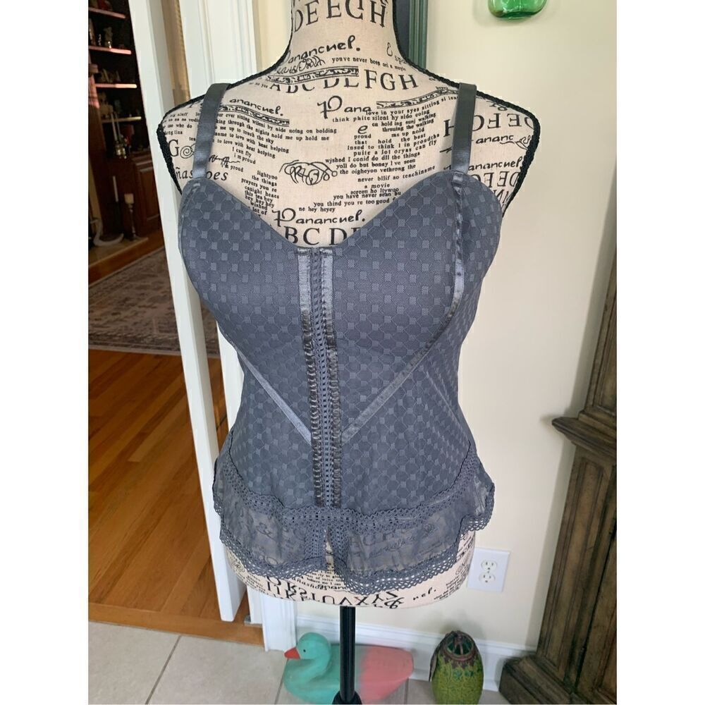 Vintage Y2K Cacique gray lace bustier